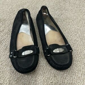 Black suede loafers from MK